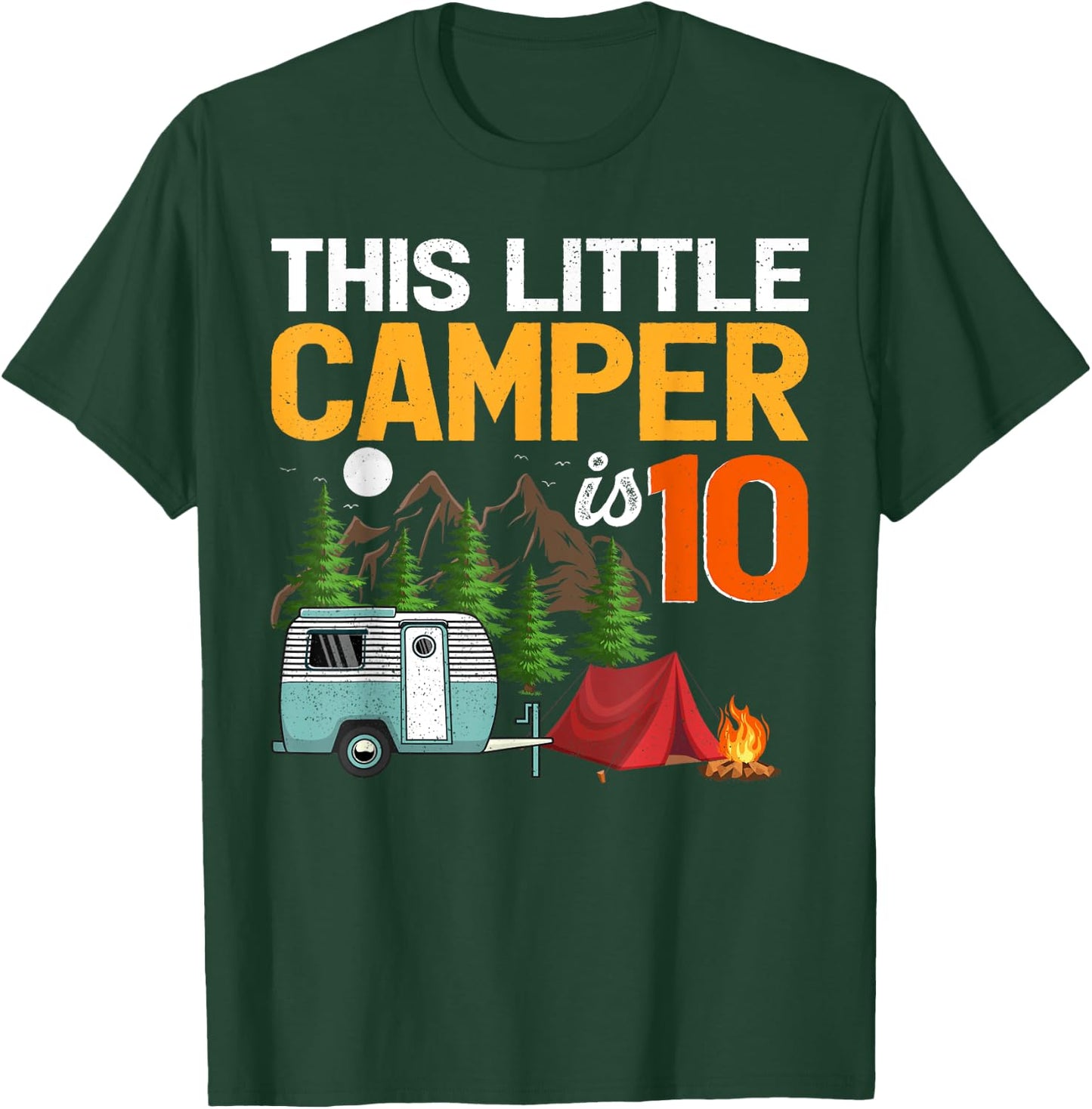 This Little Camper Is 10 Year Old Camping 10th Birthday T-Shirt - T-Shirt | Forest