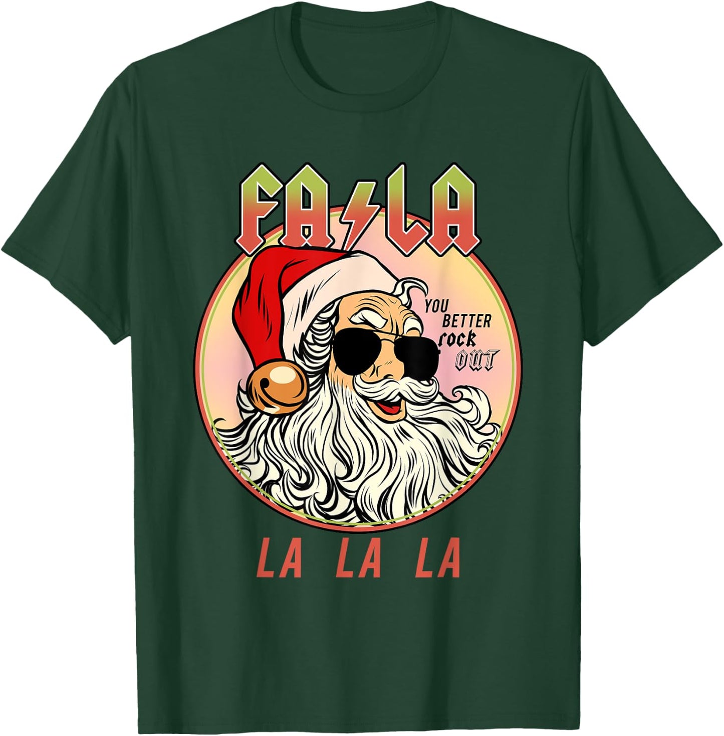 Rockstar Santa Clause Holiday Jingle Bell Rock and Roll T-Shirt - T-Shirt | Forest