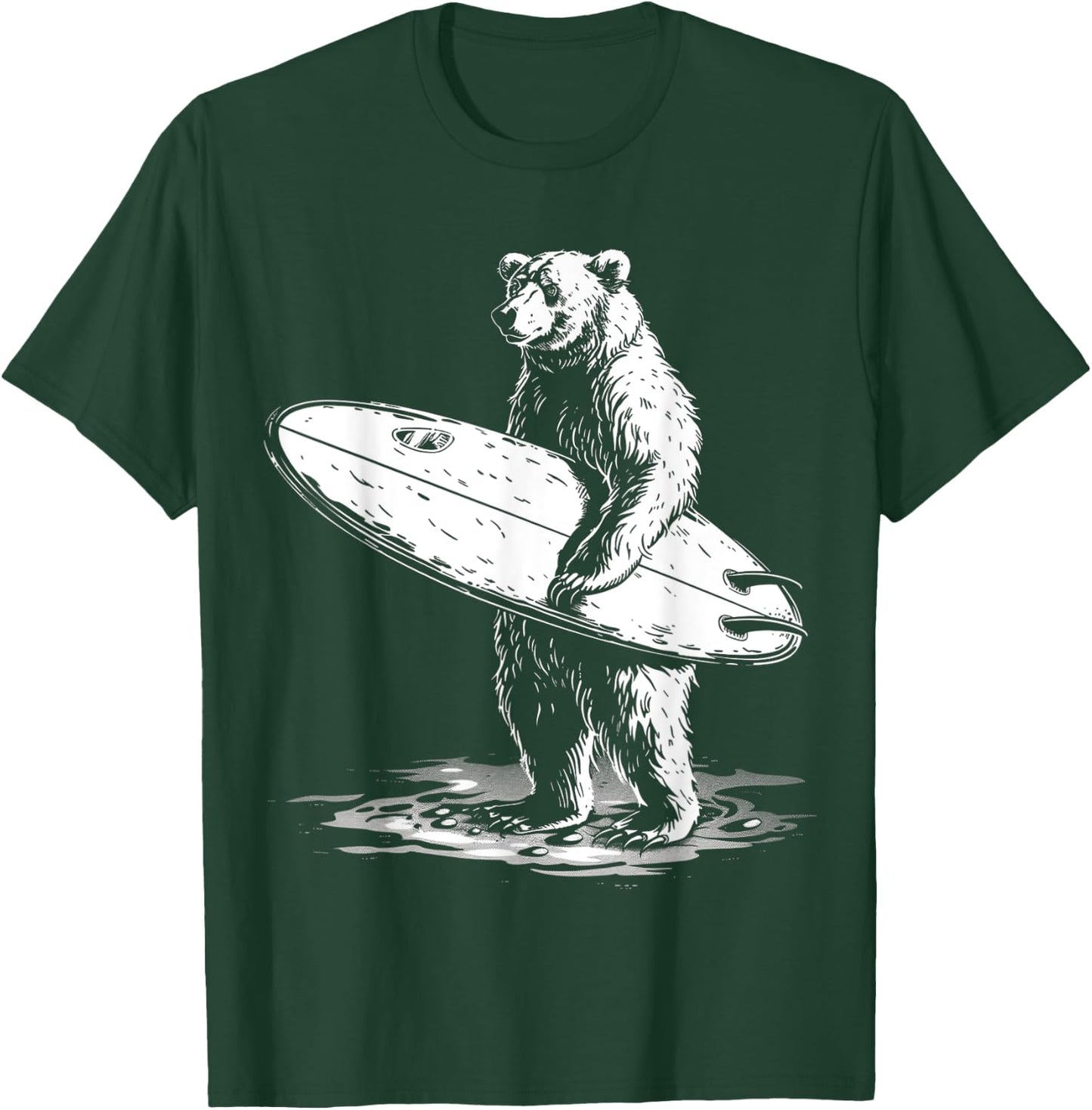 Surfing Bear Cool Beach Adventure Design Men Women Kids T-Shirt - T-Shirt | Forest