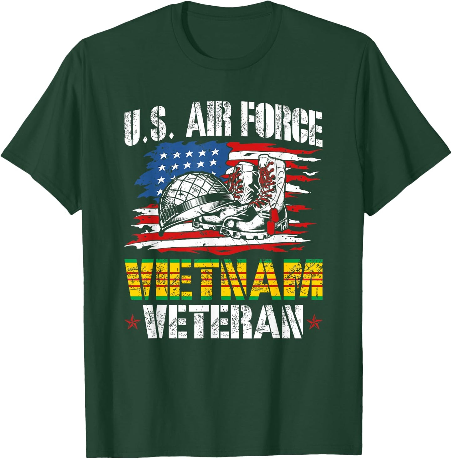 Vietnam Veteran US Air Force US Flag T-Shirt - T-Shirt | Forest