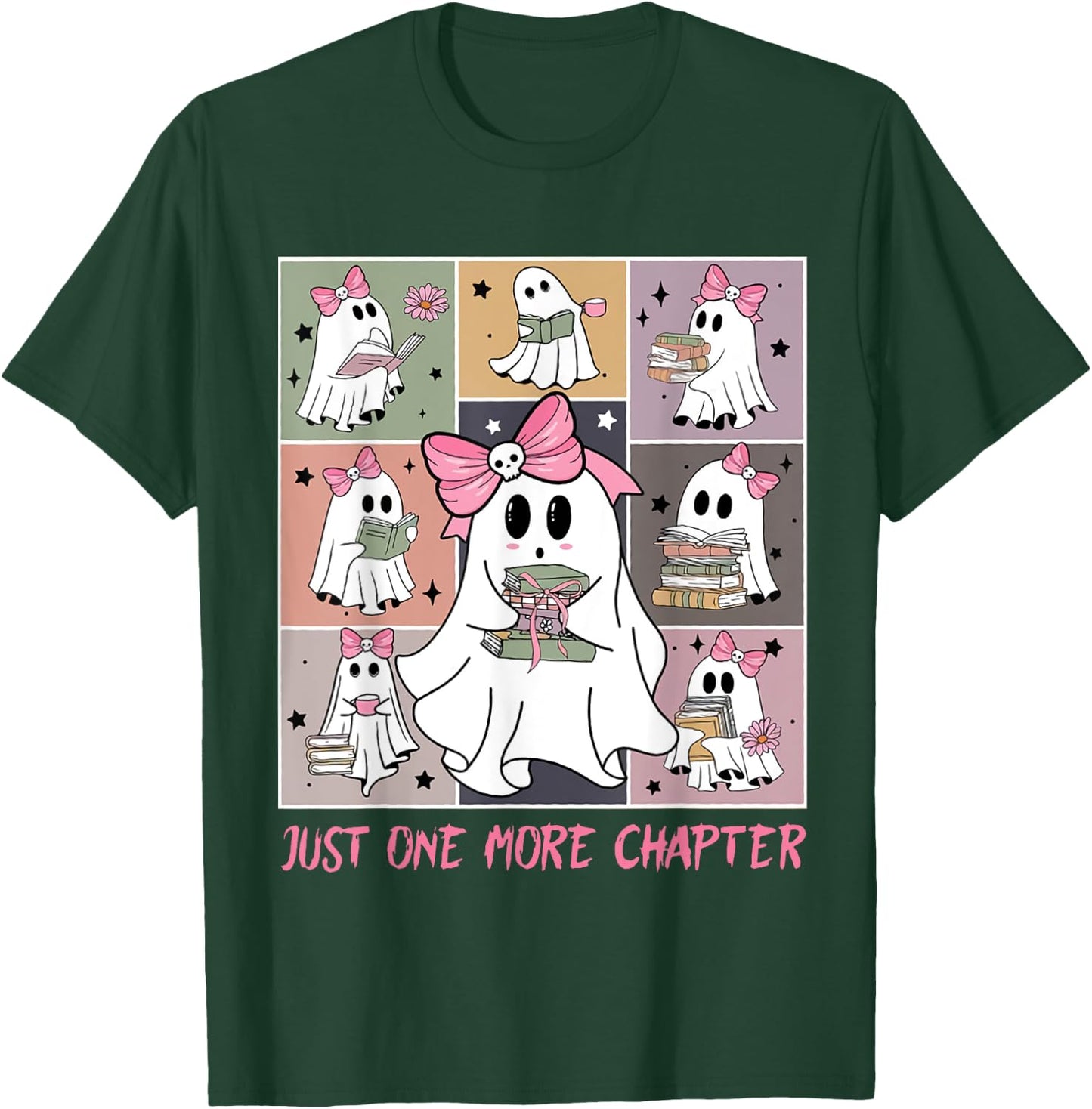 Just One More Chapter Cute Ghost Reading Book Halloween T-Shirt - T-Shirt | Forest