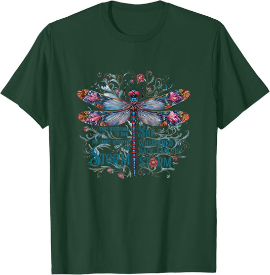 They Whispered Butterfly Dragonfly Pattern Boho Cottagecore Retro Modern Women's X-Small White Floral Boho Dragonfly T-Shirt - T-Shirt | Forest