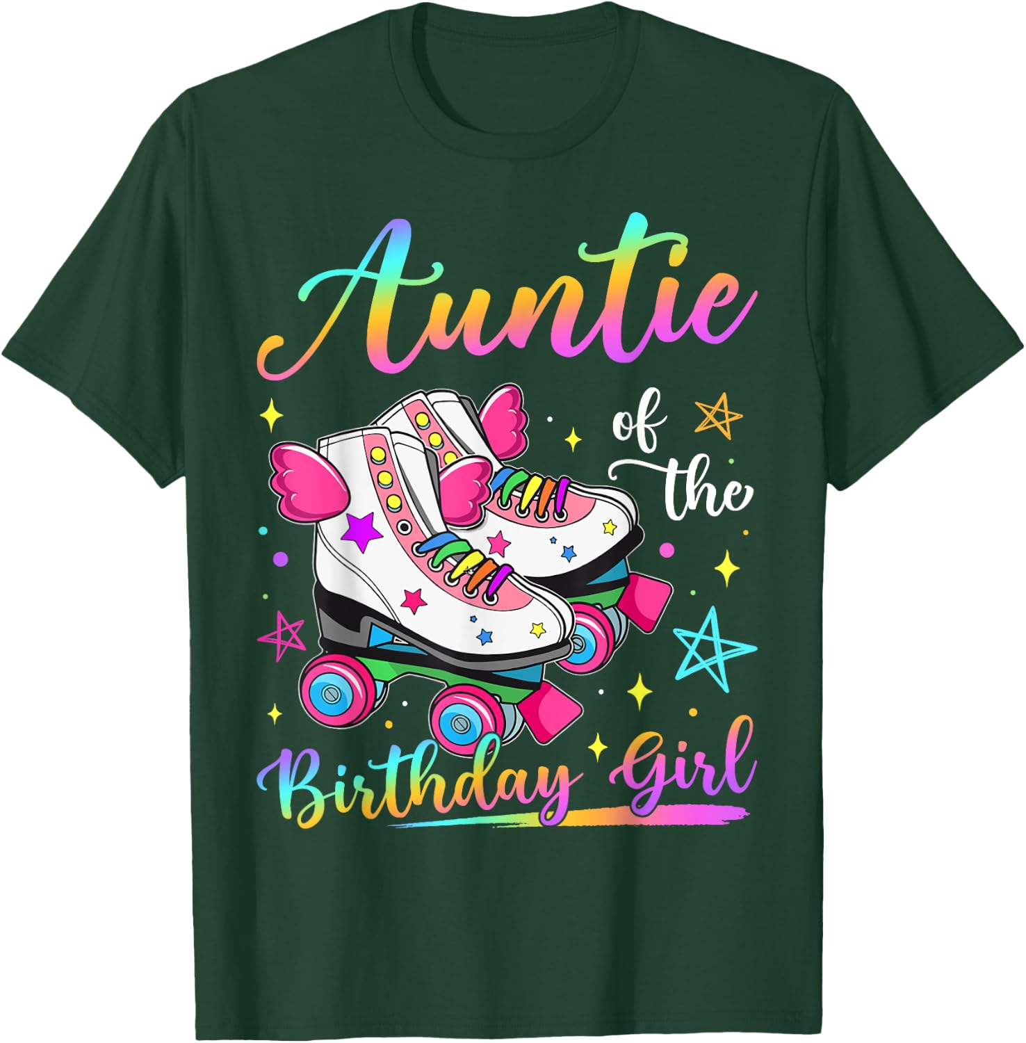 Auntie Of The Birthday Girl Rolling Skate Family Matching T-Shirt - T-Shirt | Forest