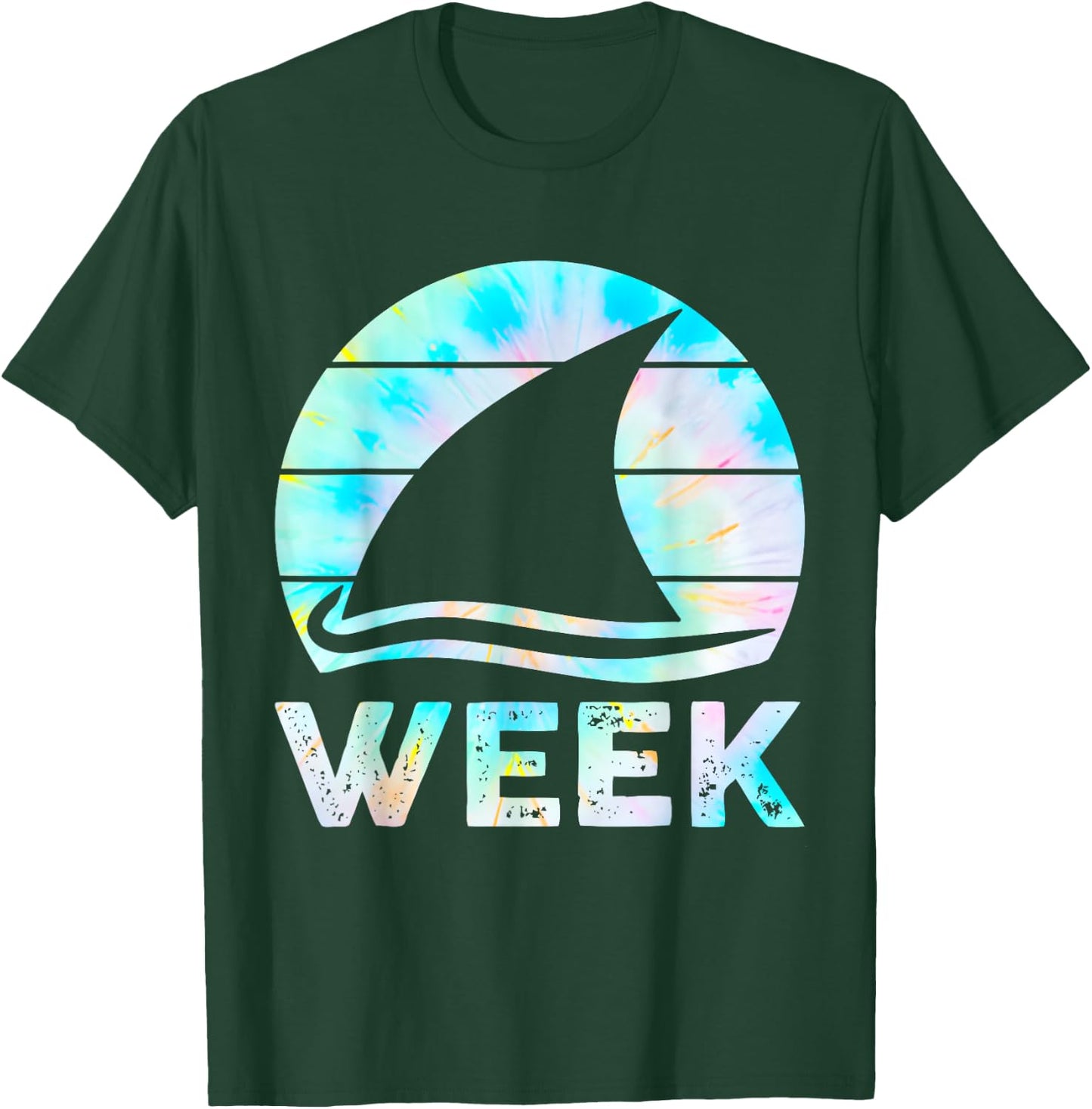 2025 Week Retro Shark Fin Lover Sea Ocean Animal Summer Trip T-Shirt - T-Shirt | Forest