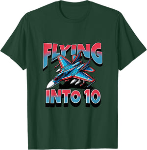 Kids Jet Fighter Flying Into 10 Year Old 10th Birthday Boy T-Shirt - T-Shirt | Forest