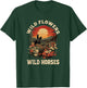 Western Sunset Cowgirl Riding Horse Wild Flowers Wild Horses T-Shirt - T-Shirt | Forest