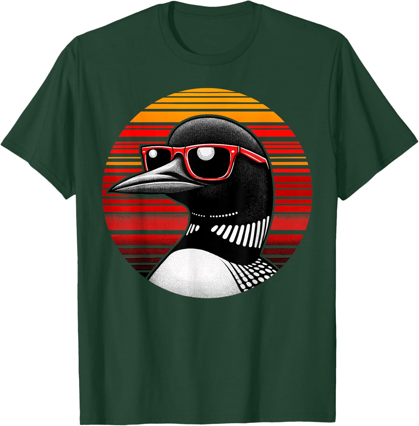 Loon Bird Sunglasses Sunset Retro Style Vintage 70s T-Shirt - T-Shirt | Forest