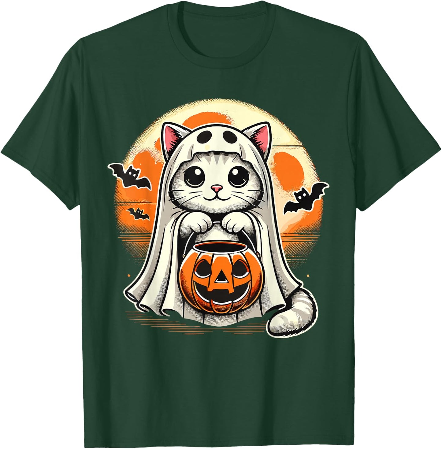 Cat Ghost Halloween Funny Cat T-Shirt - T-Shirt | Forest