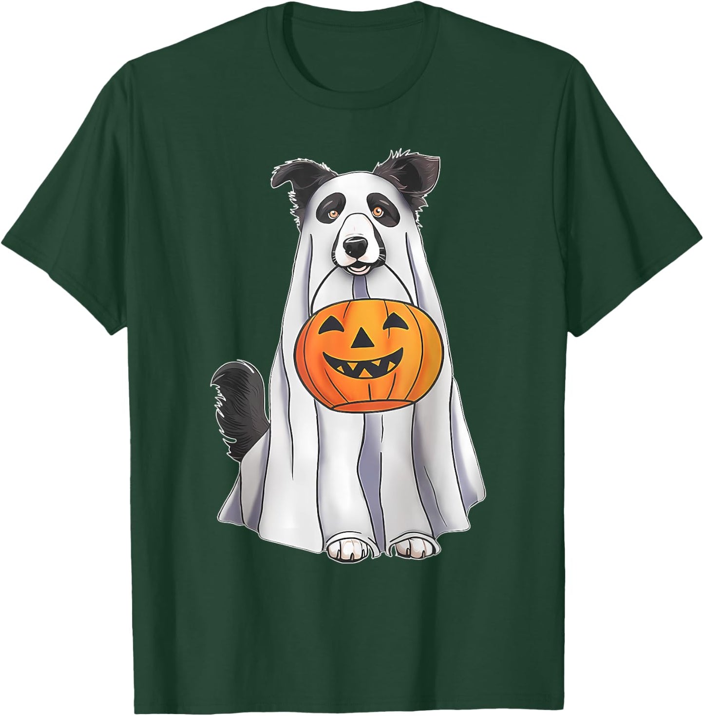 Border Collie Ghost Pumpkin Halloween Costume Fall T-Shirt - T-Shirt | Forest