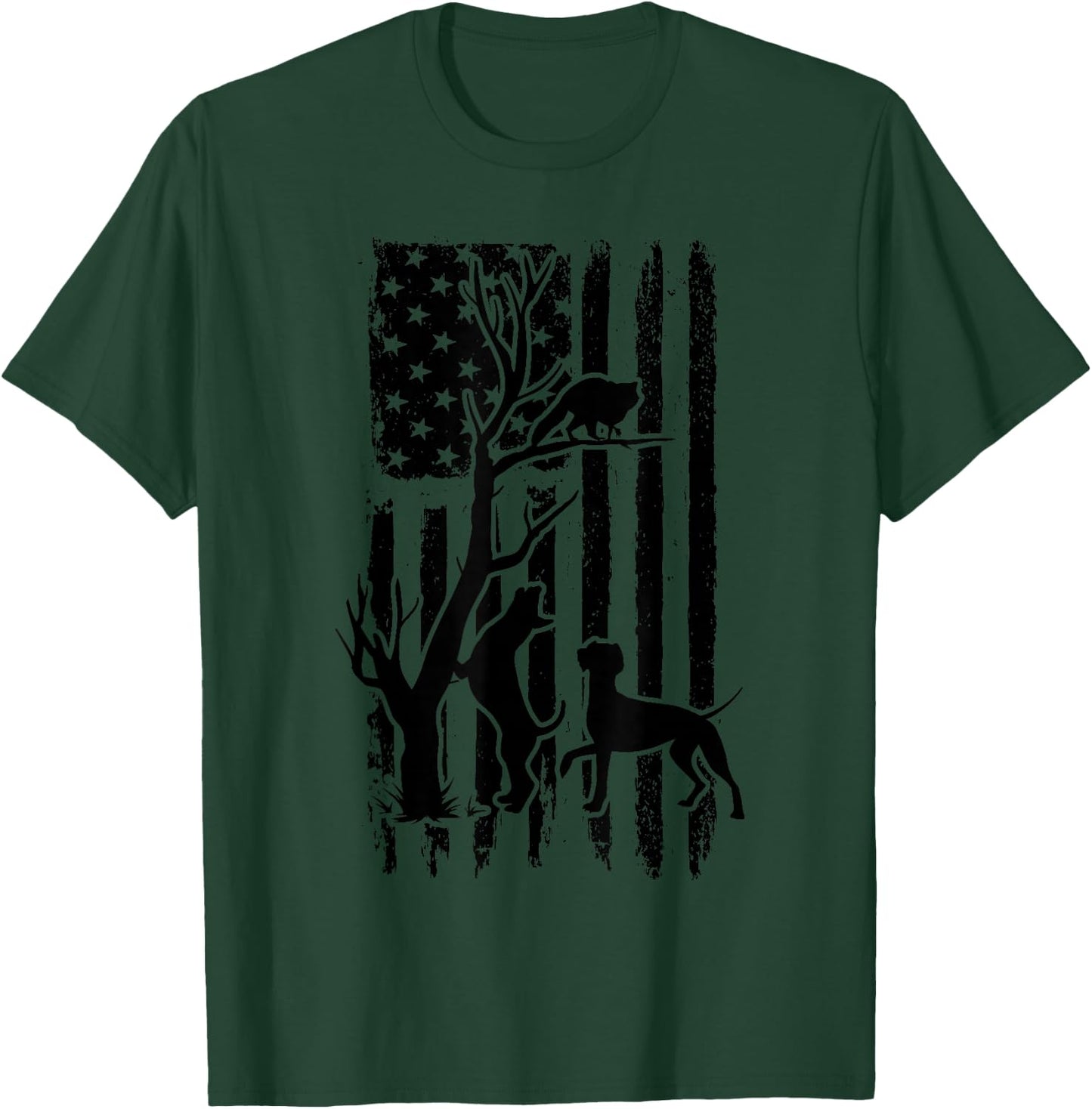 Dog Lover Apparel Co. Patriotic Coonhunter USA Flag Hunting Dog Coon Hound , Small, Grey T-Shirt - T-Shirt | Forest