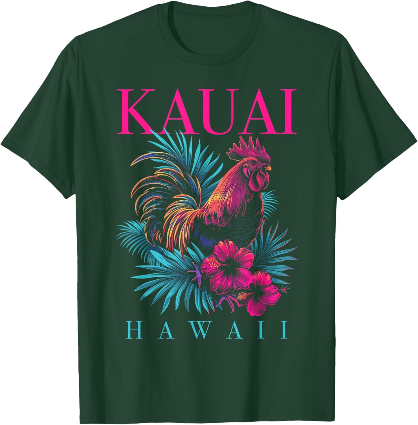 Kauai Hawaii Chicken Hawaii Hawaii Hibiscus Flowers Vintage T-Shirt - T-Shirt | Forest