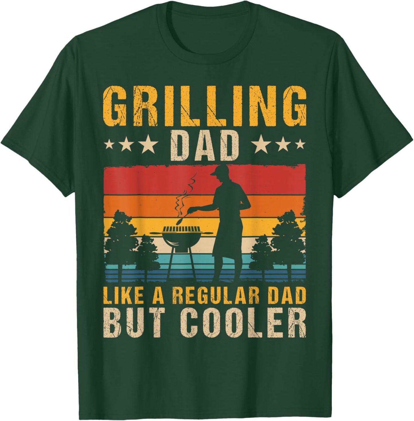 Funny BBQ Grilling Dad Barbecue Lover Retro Fathers Day T-Shirt - T-Shirt | Forest