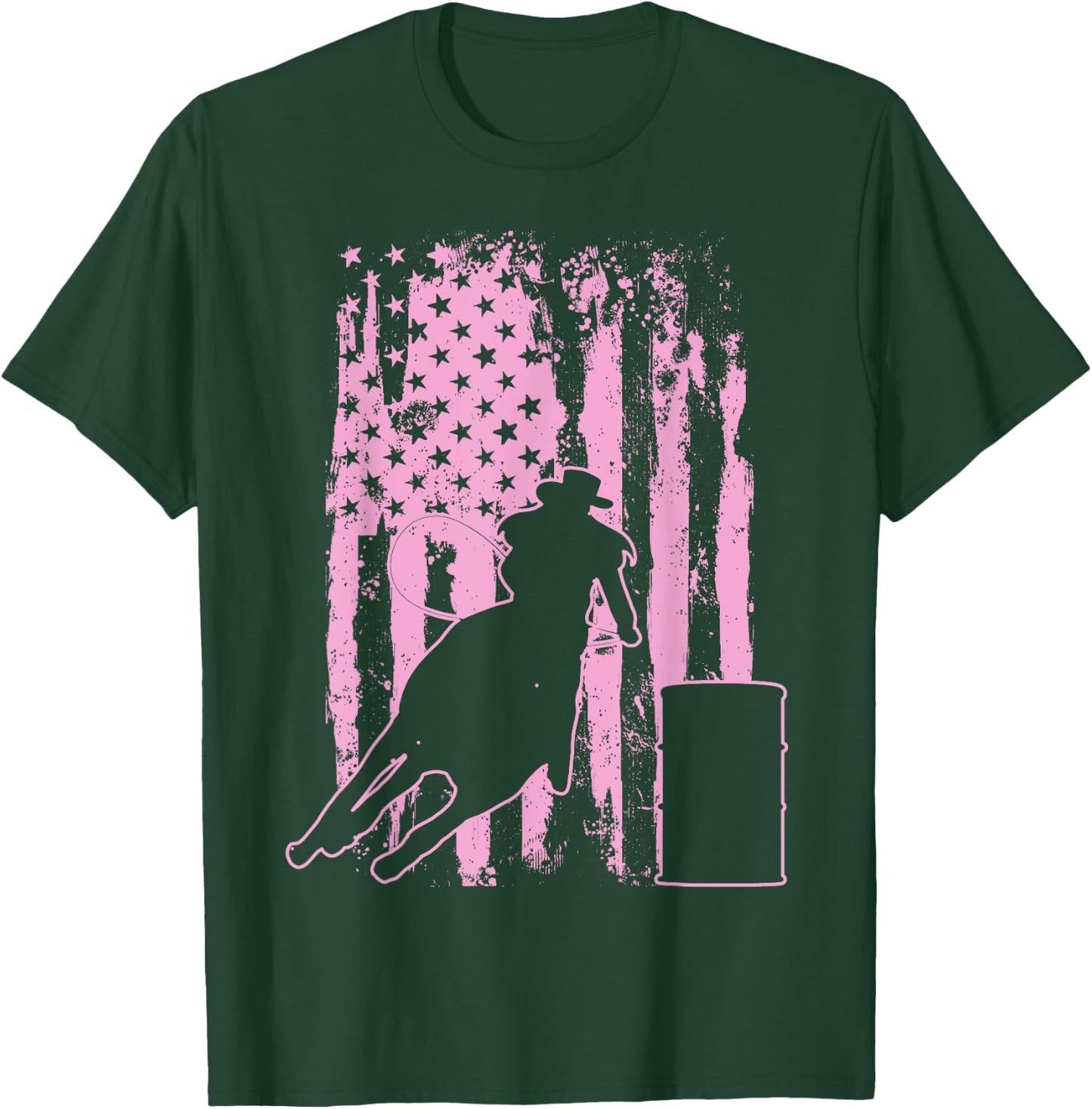 Barrel Racing USA American Flag for Barrel Racers Girls Kids Men T-Shirt - T-Shirt | Forest