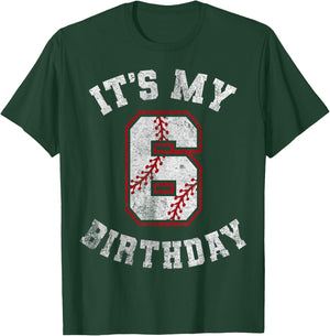 It's My 6th Birthday Baseball 6 Year Old Birthday Boys Kids T-Shirt - T-Shirt | Forest
