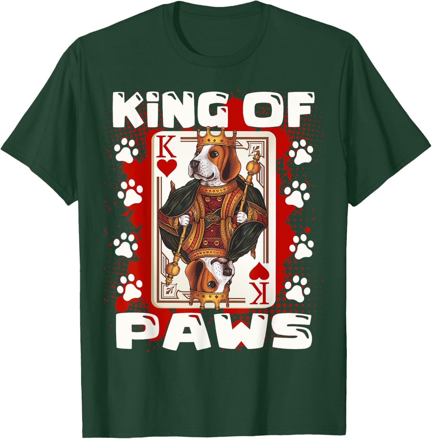 Beagle King of Paws & King of hearts Poker Card Beagle Dad T-Shirt - T-Shirt | Forest