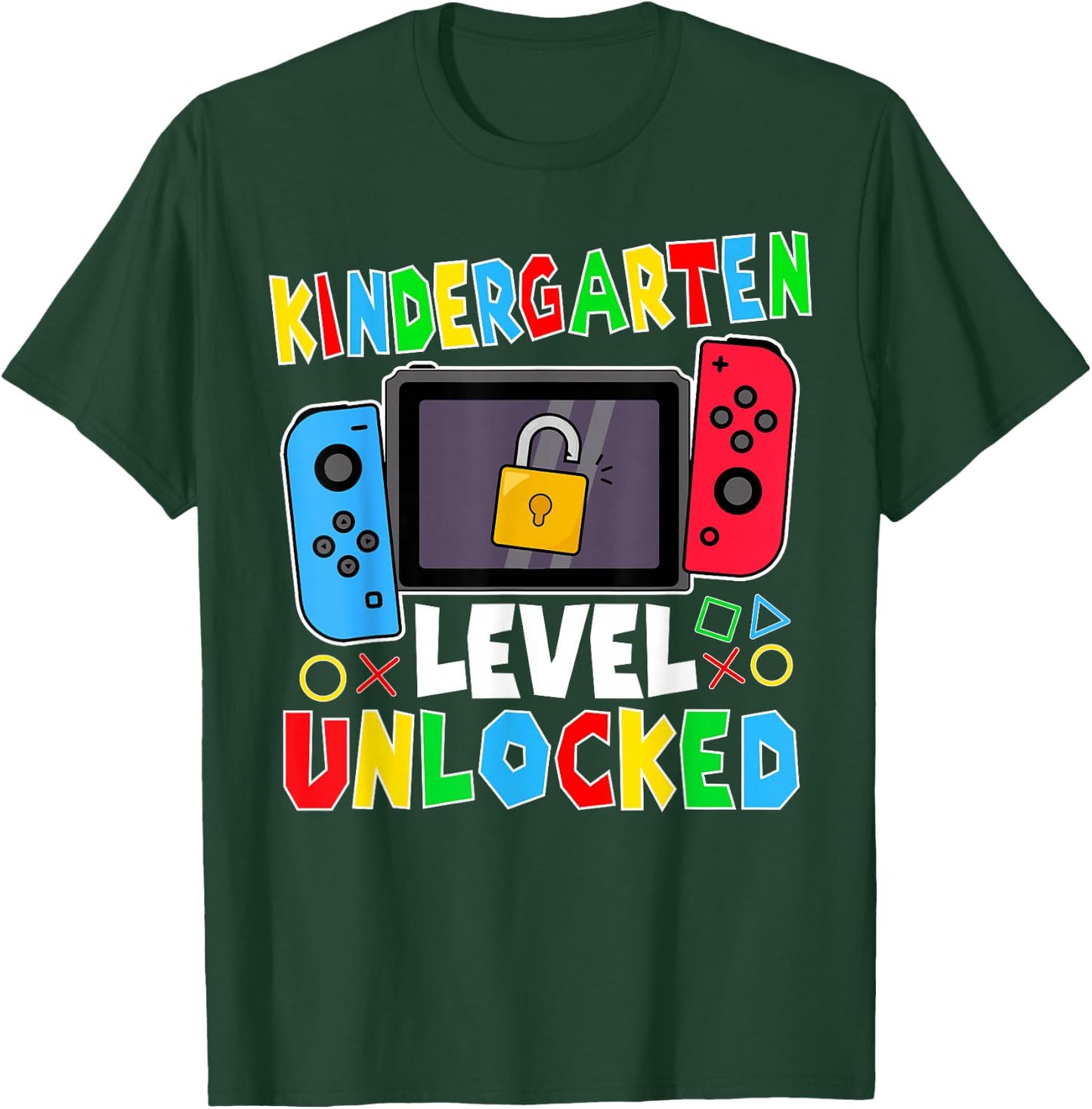 kindergarten Level Unlocked Gamer Back to School Boy T-Shirt - T-Shirt | Forest