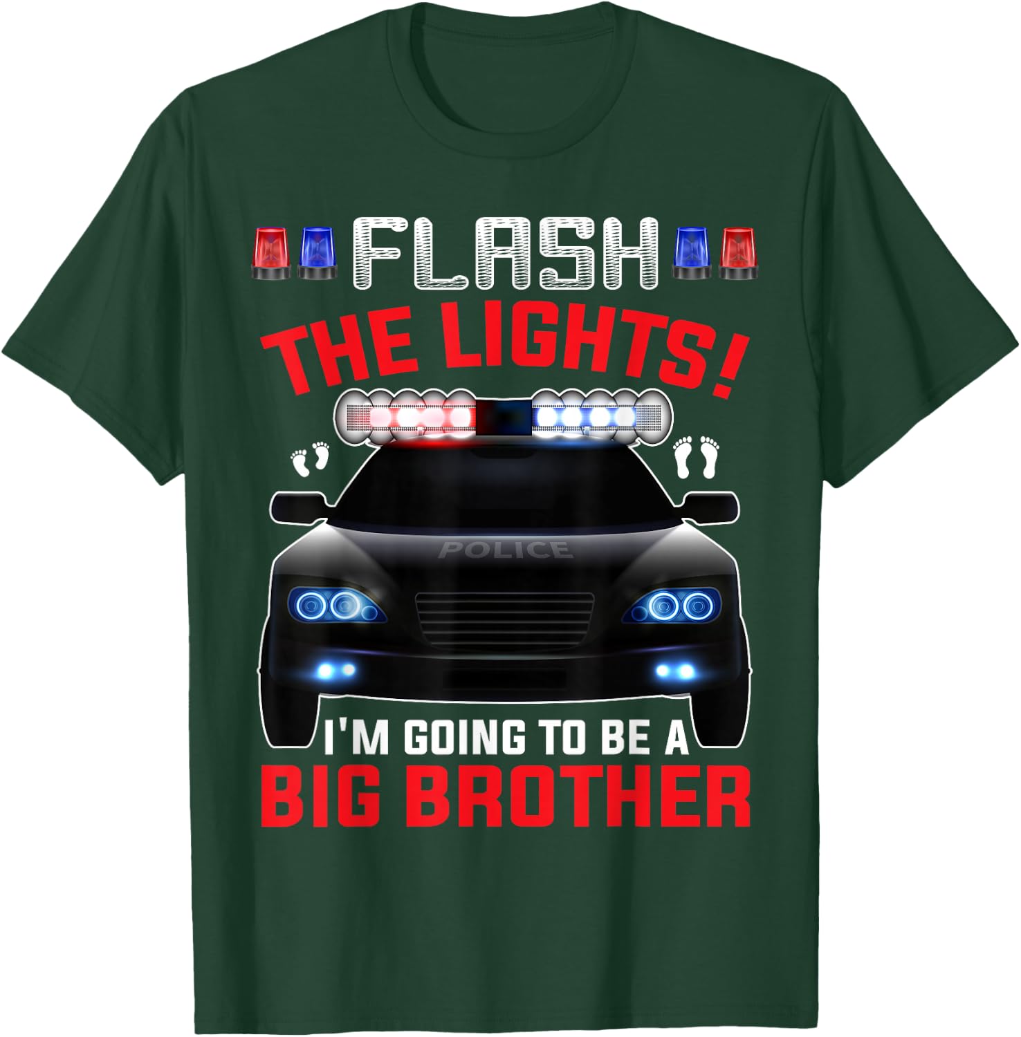 I'm Going to be a Big Brother Police Car Cute Baby Reveal T-Shirt - T-Shirt | Forest