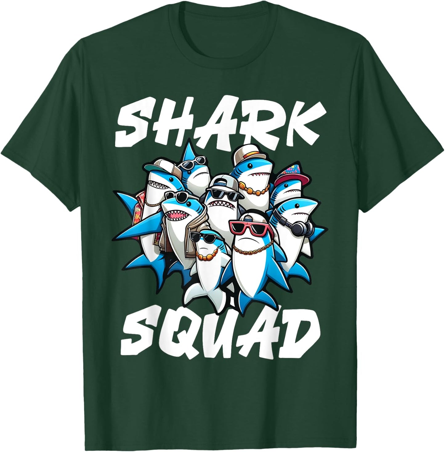 Cool Shark Shark Squad Beach Funny Shark T-Shirt - T-Shirt | Forest
