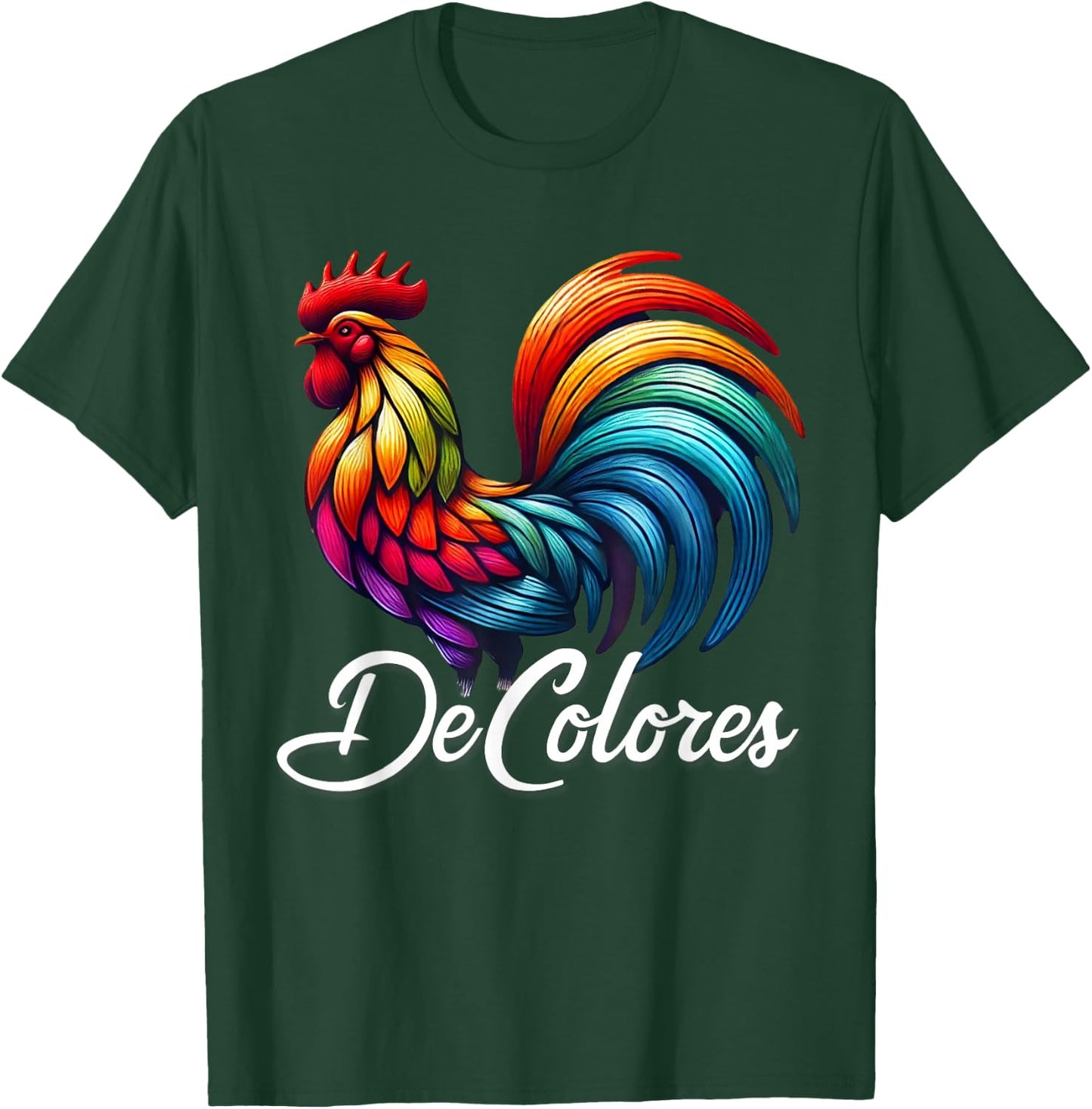 DeColores Cursillo Rainbow Rooster Catholic T-Shirt - T-Shirt | Forest