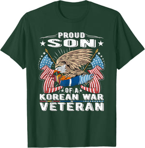 Proud Son Of A Korean War Veteran Military Vet's Child Gift T-Shirt - T-Shirt | Forest