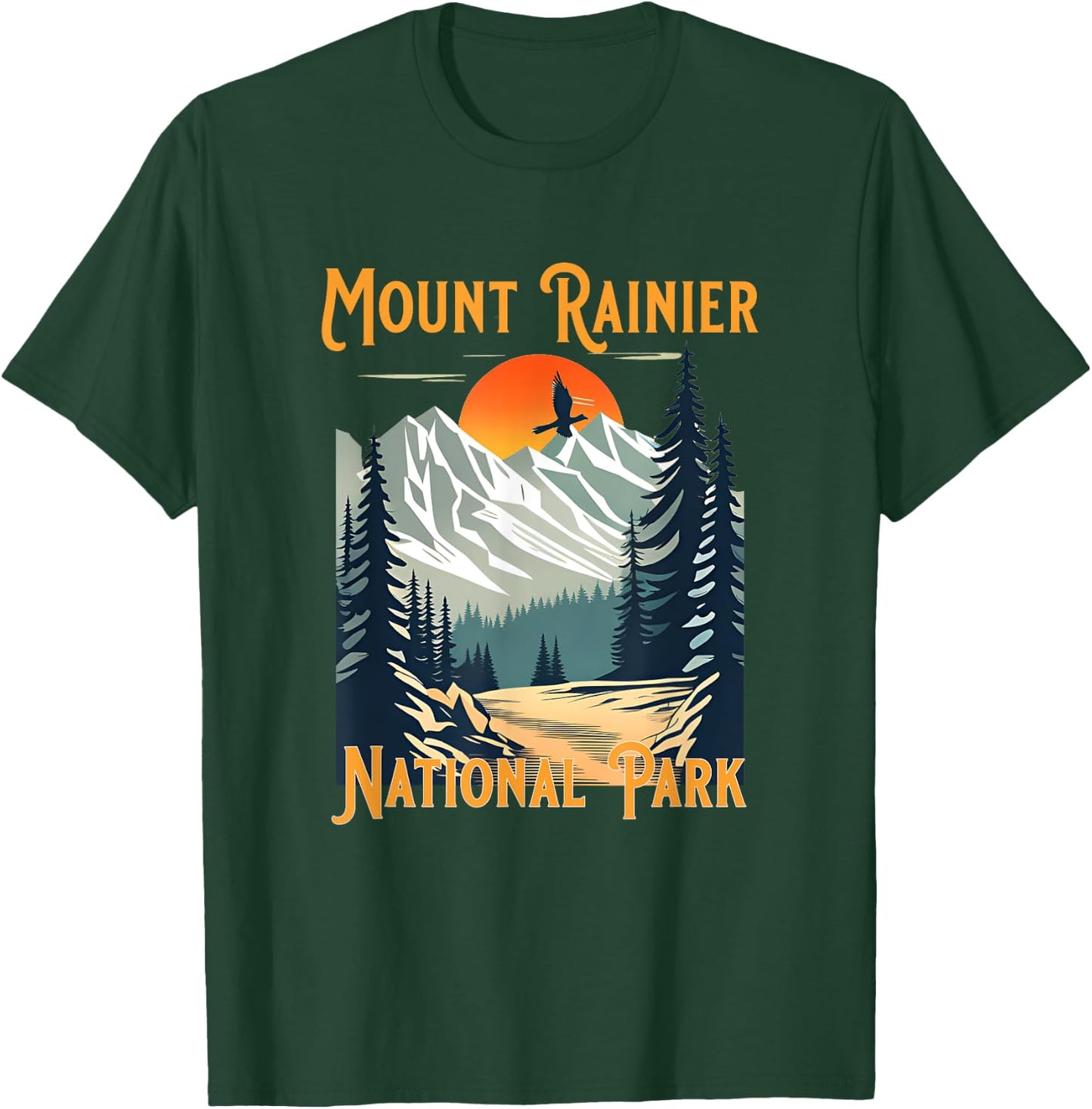 Vintage Mount Rainier National Park Souvenir Hiking T-Shirt - T-Shirt | Forest