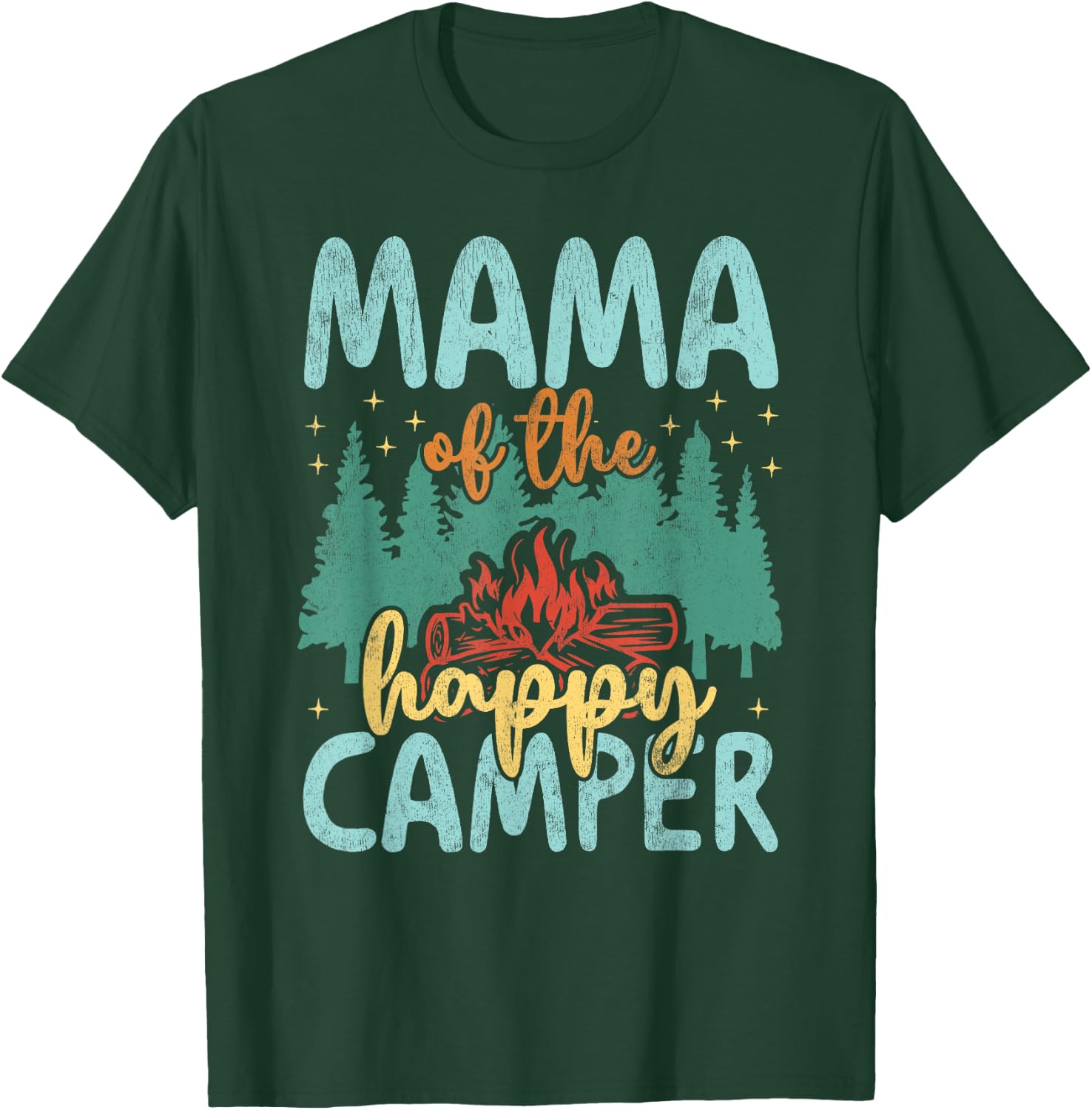 Mama of Happy Camper 1st Birthday Party Retro Mama T-Shirt - T-Shirt | Forest