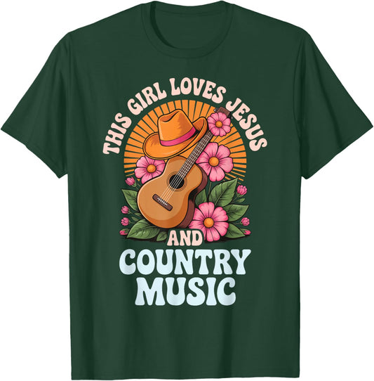 This Girl Loves Jesus And Country Music T-Shirt - T-Shirt | Forest