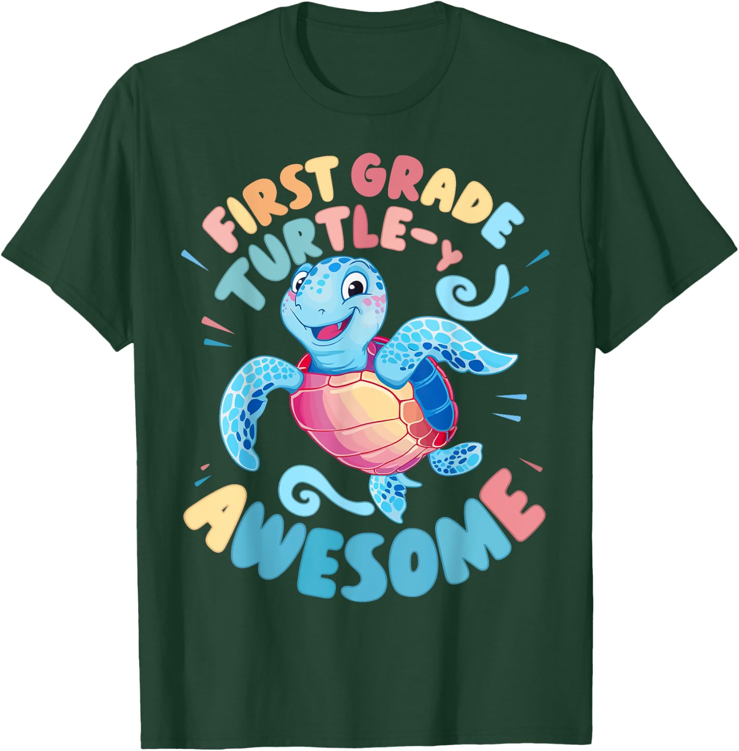 First Grade Turtle-y Awesome 1st Grade Back to School T-Shirt - T-Shirt | Forest