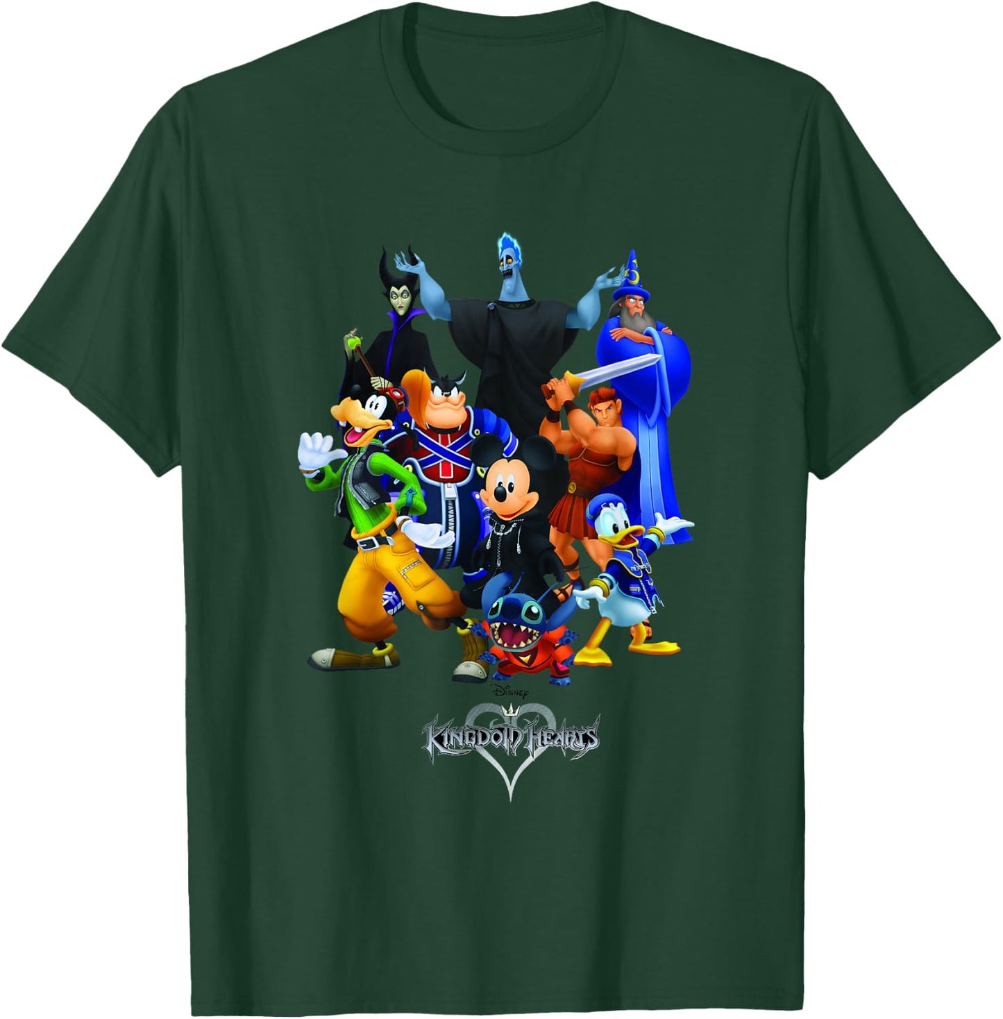 Disney Kingdom Hearts Magical Characters Mash Up Chest Logo T-Shirt - T-Shirt | Forest