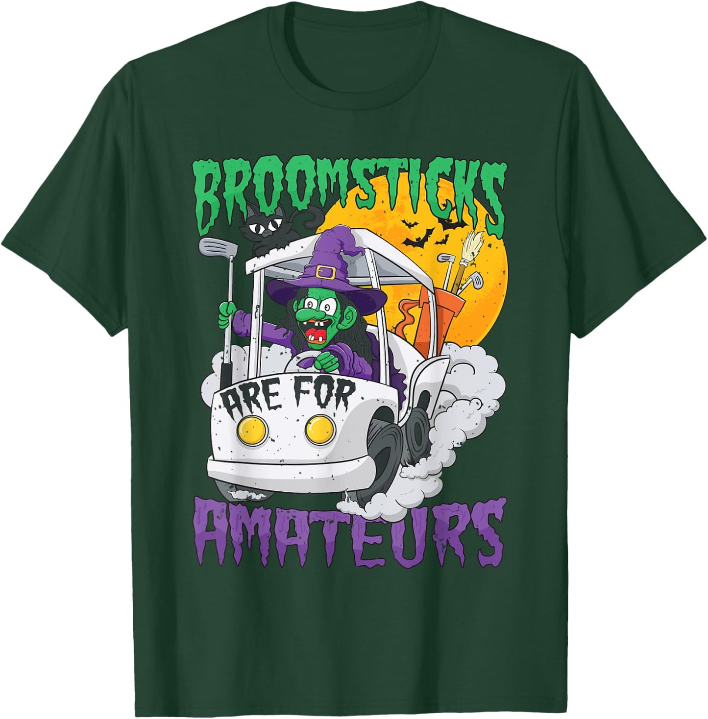 Witch Riding A Golf Cart Funny Halloween T-Shirt - T-Shirt | Forest