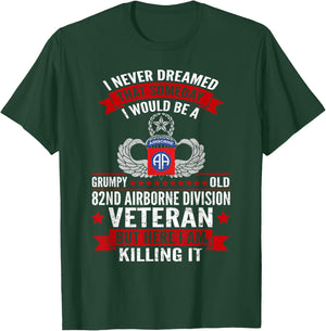 Grumpy Old 82nd Airborne Division Veteran Paratrooper , Small, Black T-Shirt - T-Shirt | Forest