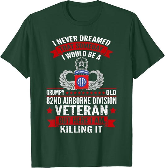 Grumpy Old 82nd Airborne Division Veteran Paratrooper , Small, Black T-Shirt - T-Shirt | Forest