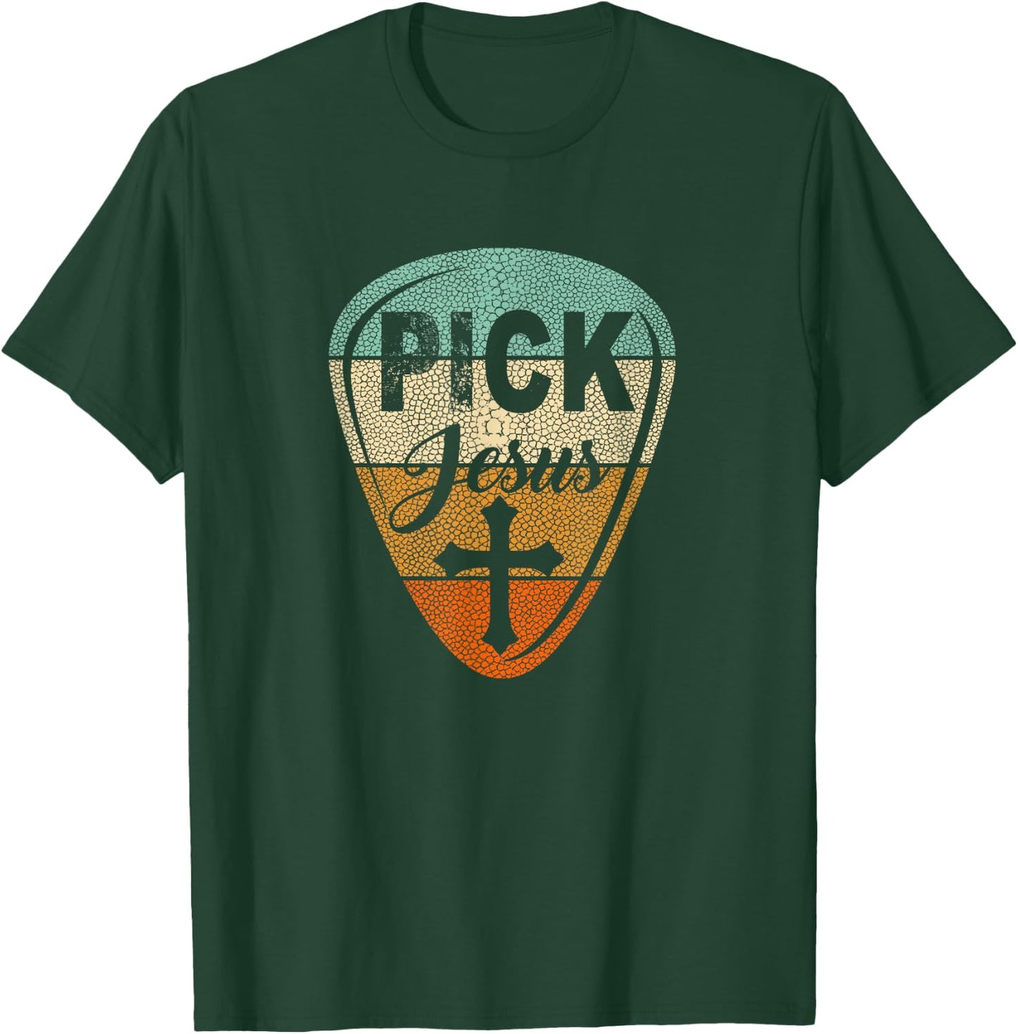 Pick Jesus - Christian Music Pastor Guitar Vintage Pick T-Shirt - T-Shirt | Forest