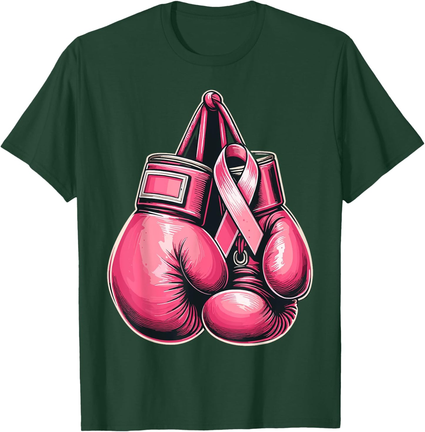 Breast Cancer Boxing Glove Pink Ribbon Awareness Fight Women T-Shirt - T-Shirt | Forest