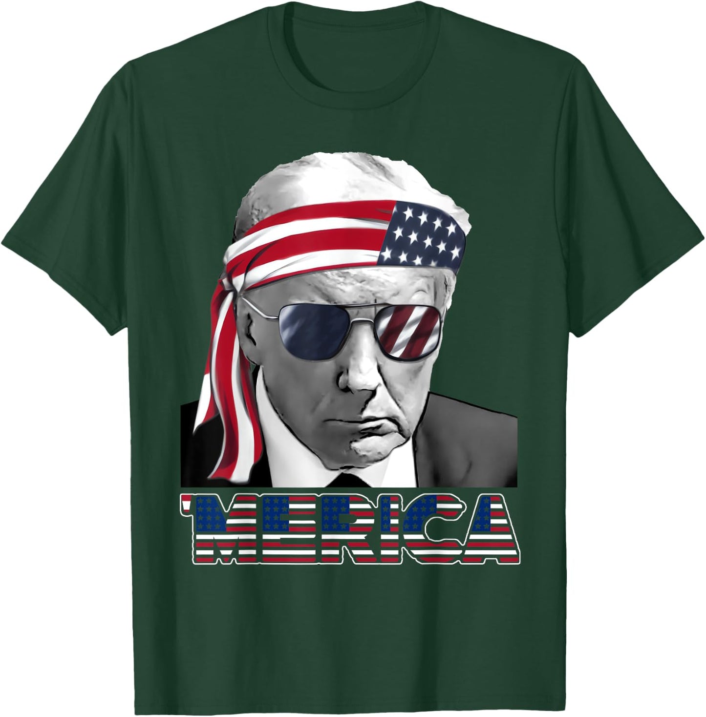 'MERICA TRUMP Happy 4th Of July Trump American Flag T-Shirt - T-Shirt | Forest