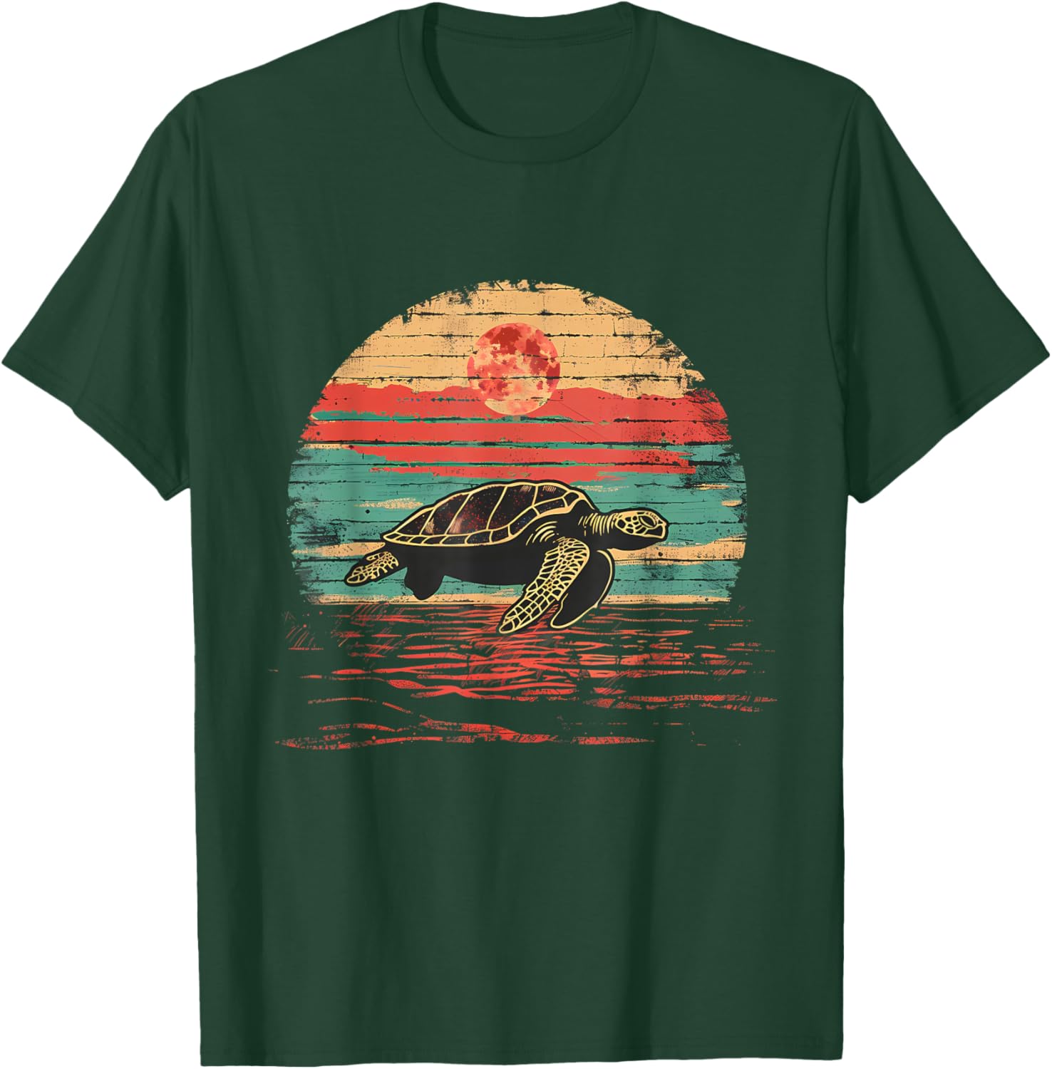 Sea Turtle Sea Turtle Lover Sea Ocean Animal Sunset Artwork T-Shirt - T-Shirt | Forest