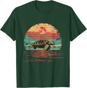 Sea Turtle Sea Turtle Lover Sea Ocean Animal Sunset Artwork T-Shirt - T-Shirt | Forest
