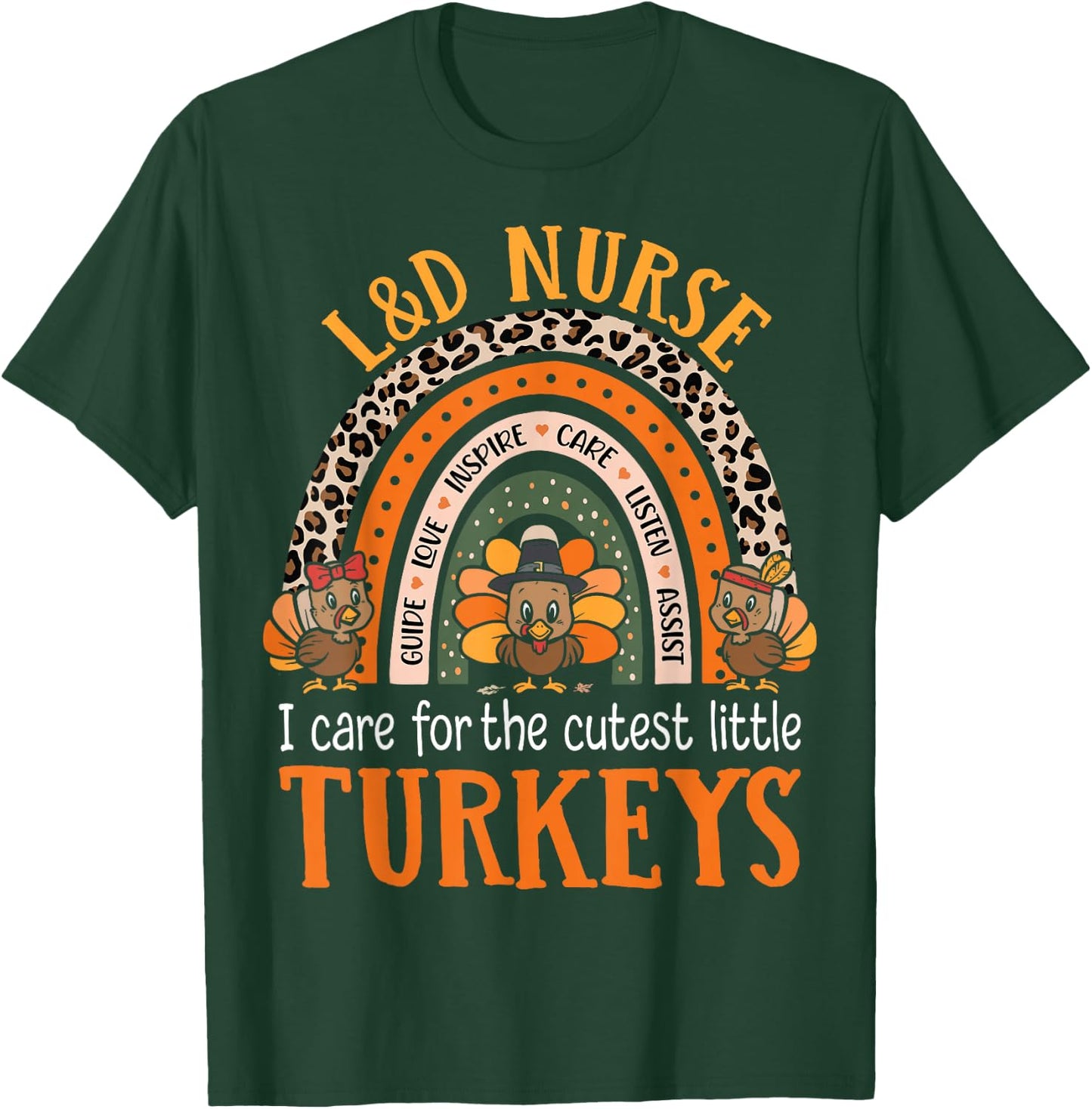 Thanksgiving Labor & Delivery Nurse Turkey Outfits - Women's Adults Black Short Sleeve Modern - Small - I Care for the Cutest Little Turkeys T-Shirt - T-Shirt | Forest