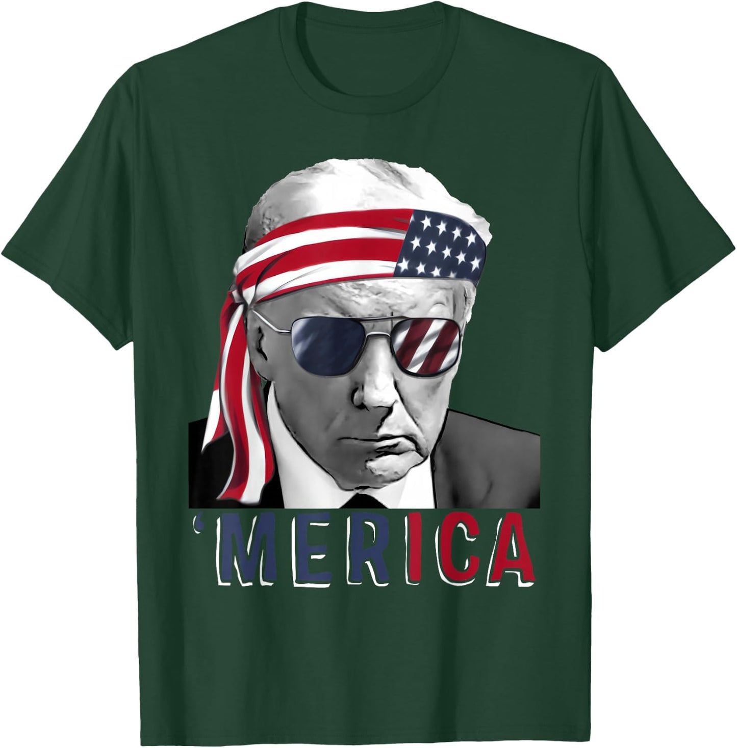 'MERICA TRUMP Happy 4th Of July Trump American Flag USA T-Shirt - T-Shirt | Forest