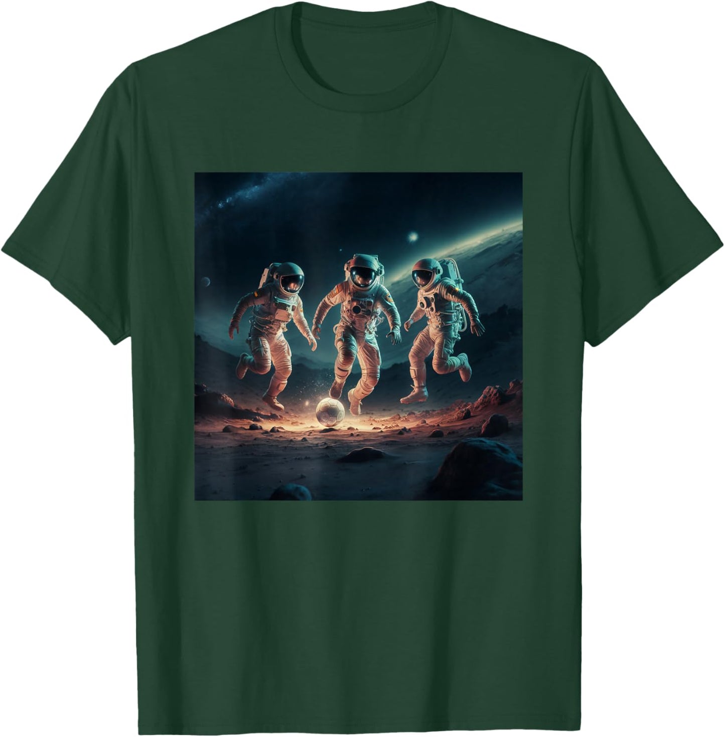 Astronauts Playing Soccer In Space T-Shirt - T-Shirt | Forest