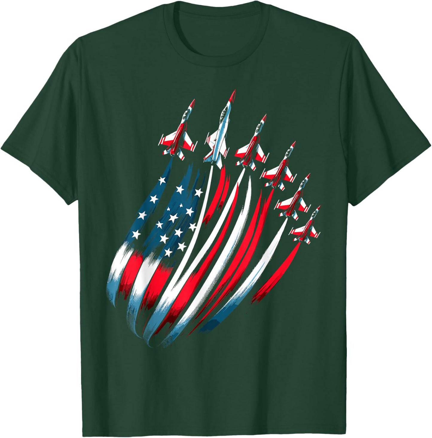 Patriotic USA Flag Fighter Jets Boys 4th of July T-Shirt - T-Shirt | Forest