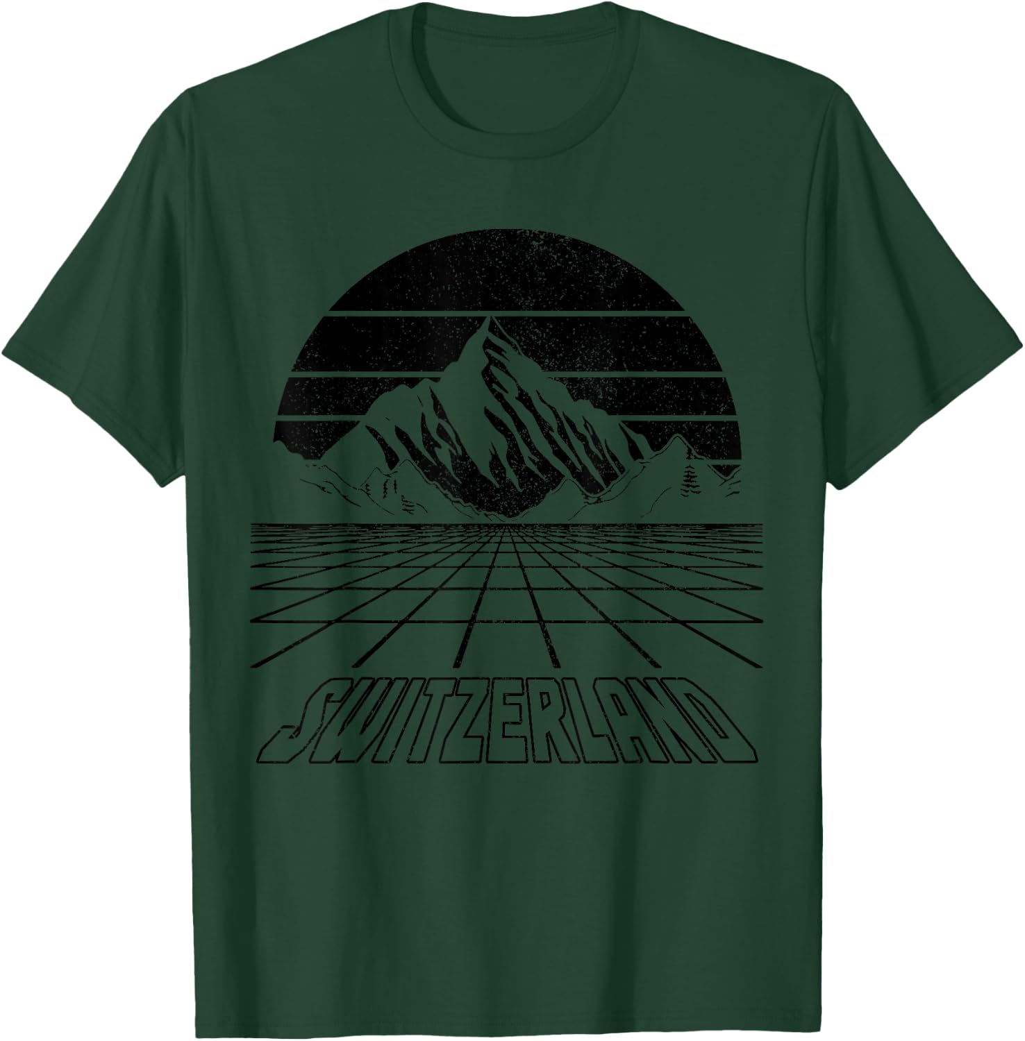 Switzerland Swiss Mountains Alps Vintage Retro Souvenir T-Shirt - T-Shirt | Forest