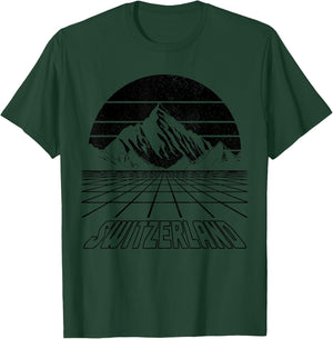 Switzerland Swiss Mountains Alps Vintage Retro Souvenir T-Shirt - T-Shirt | Forest