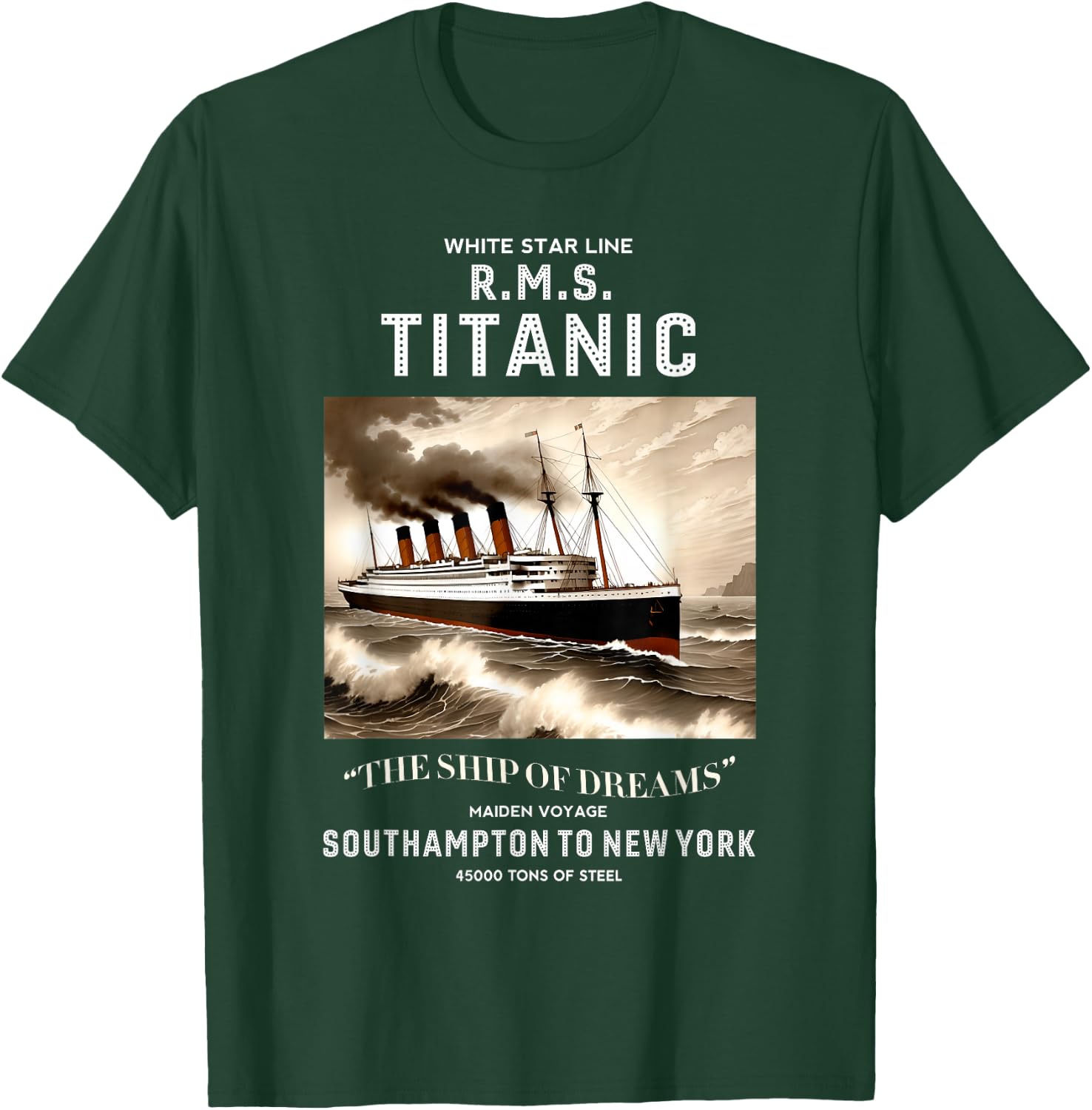 White Star Line RMS Titanic Ship Boys Kids Men T-Shirt - T-Shirt | Forest