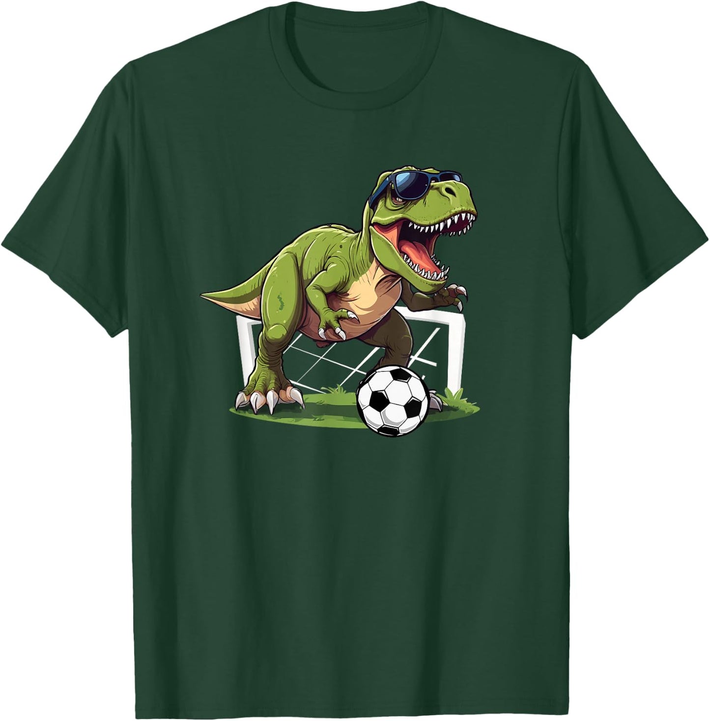 T-Rex Playing Soccer Football Dinosaur Soccer Player T-Shirt - T-Shirt | Forest