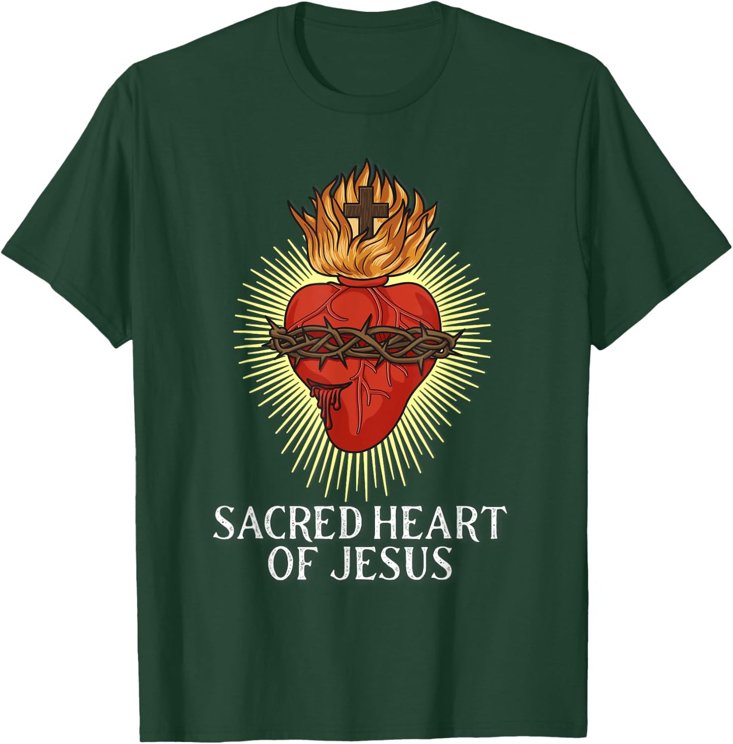 Sacred Heart Of Jesus Traditional Catholic T-Shirt - T-Shirt | Forest