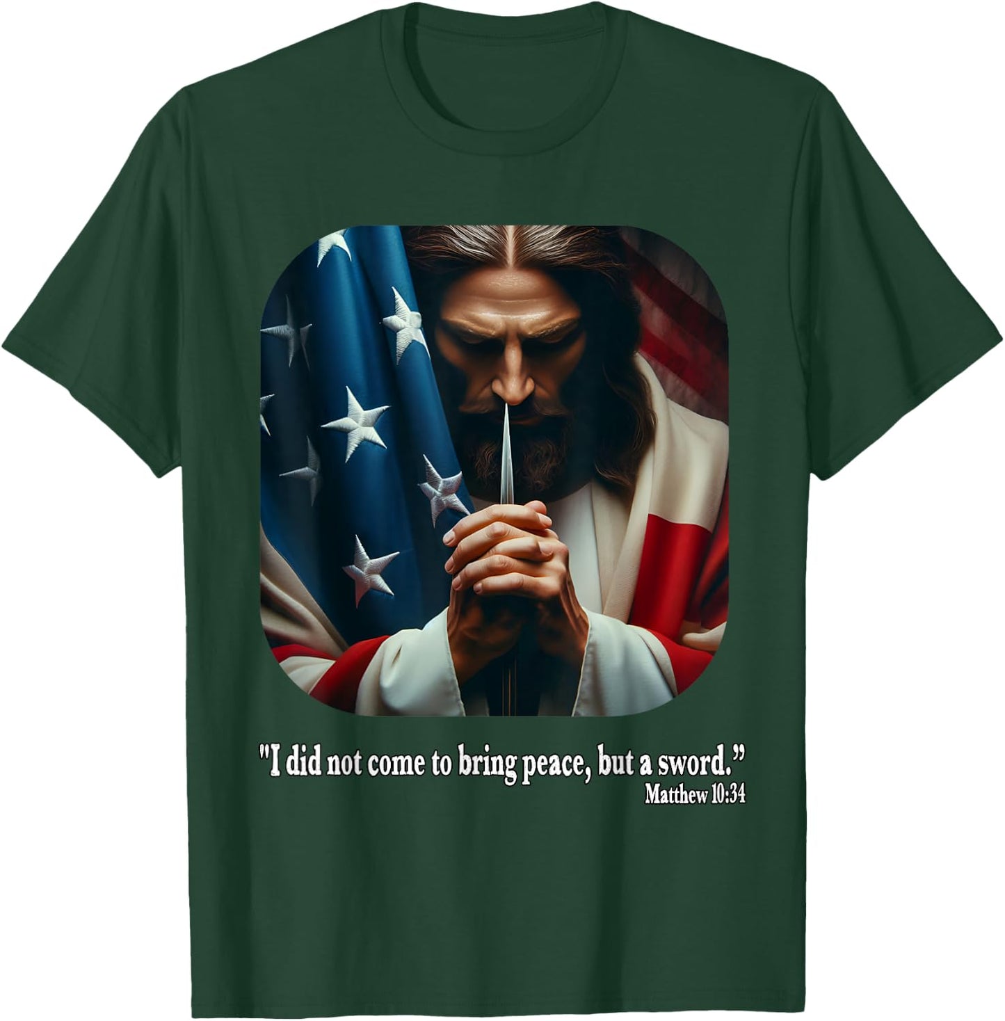 Jesus Fourth of July Bible Quote USA Flag Christian T-Shirt - T-Shirt | Forest