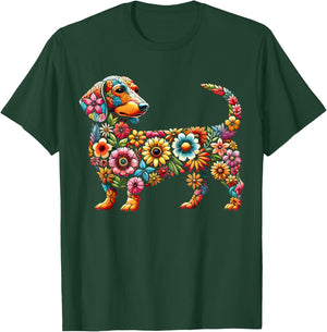 Dachshund Flower Funny Dog Women Girls Kids T-Shirt - T-Shirt | Forest