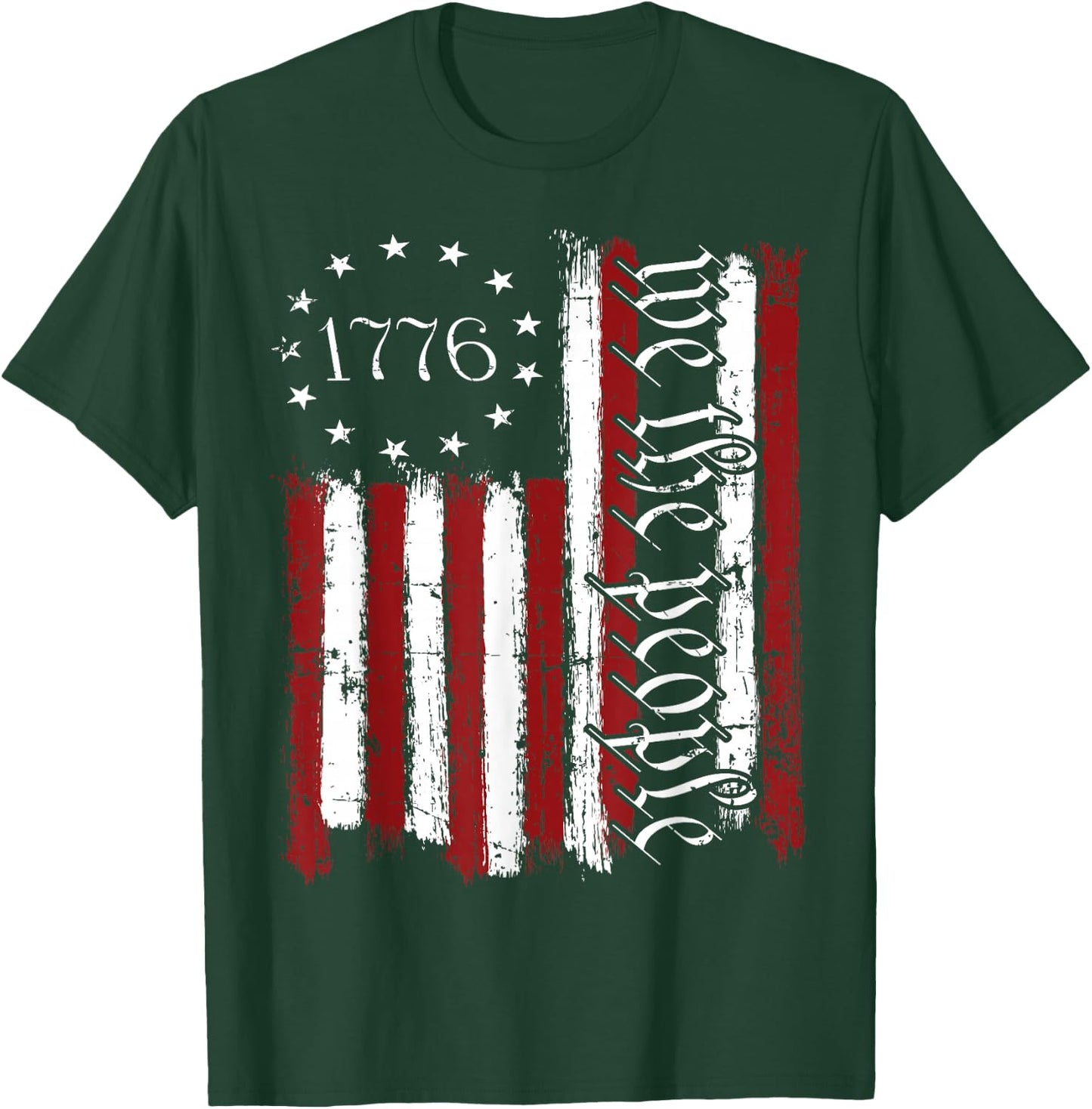 Old American Flag Patriotic 1776 We The People USA T-Shirt - T-Shirt | Forest