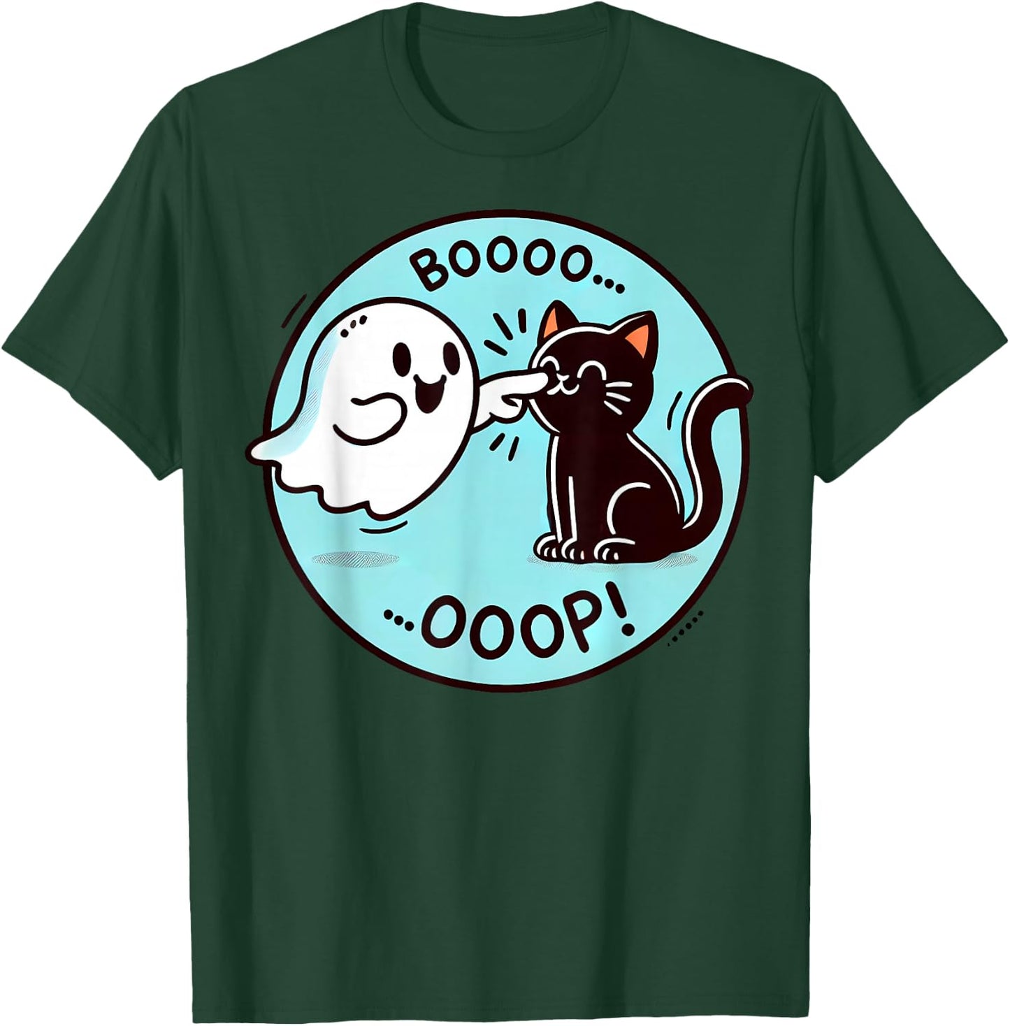 Funny Halloween Ghost Black Cat Boop Easy Lazy Costume T-Shirt - T-Shirt | Forest